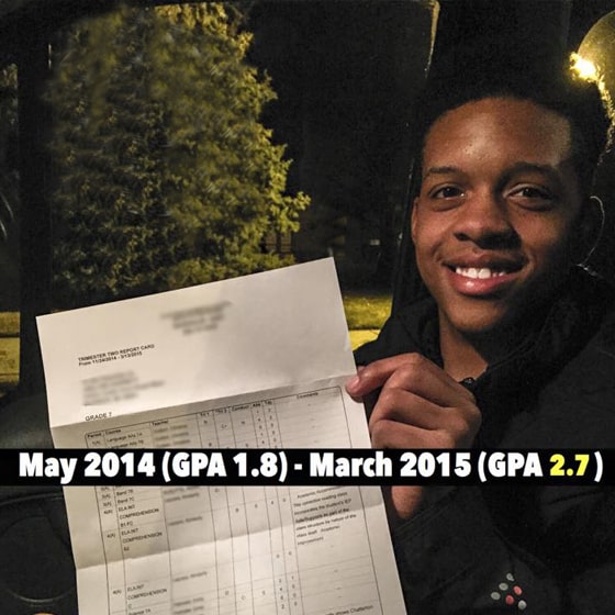 In 10 months Jaelyn  improved his GPA from a 1.8 to a 2.7 without academic tutoring! 